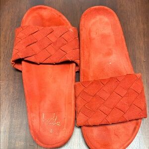 beek Orange Braided Slide Sandals